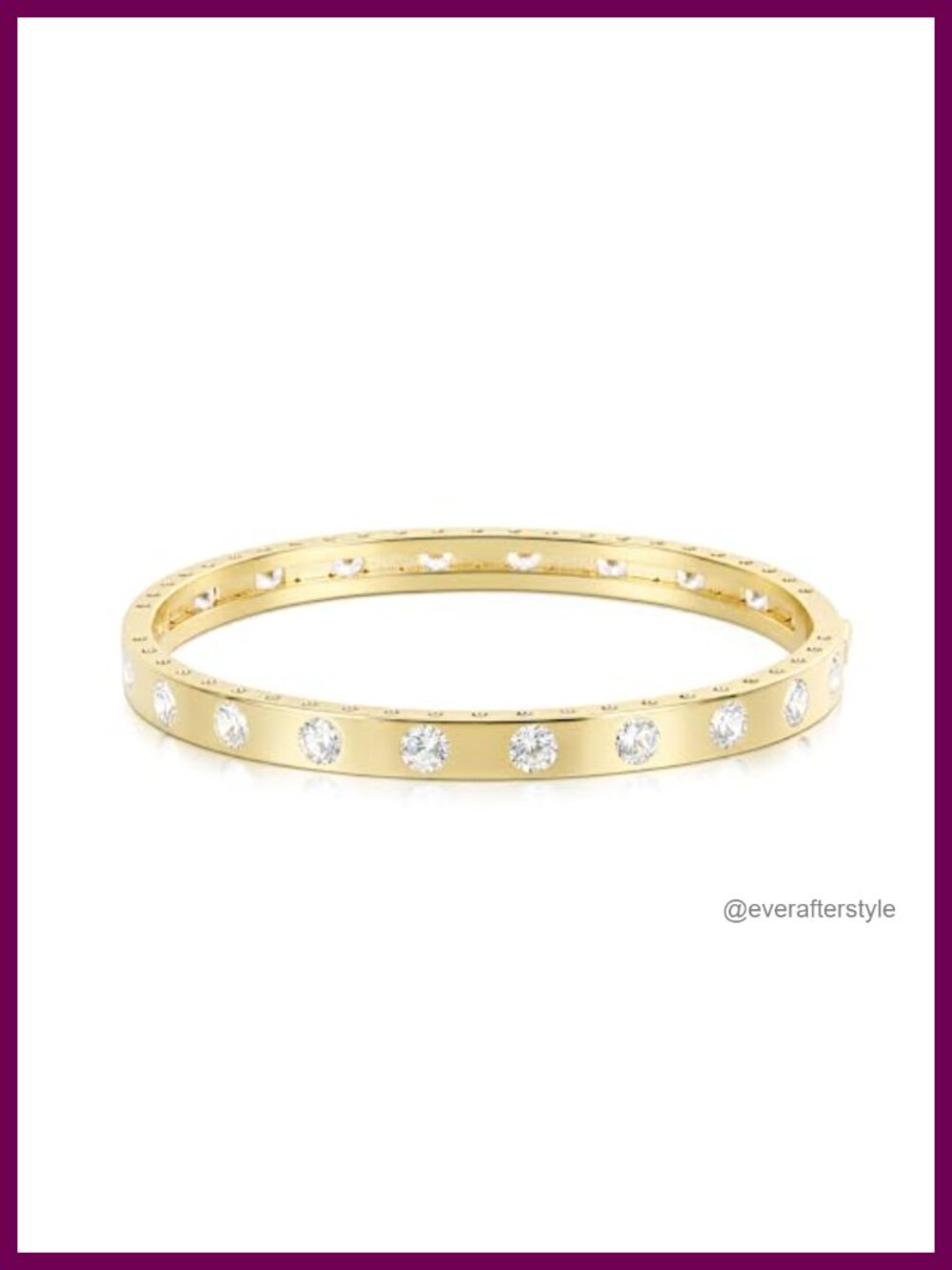 14k Gold Filled Bangle Bracelet with Simulated Diamonds Oval